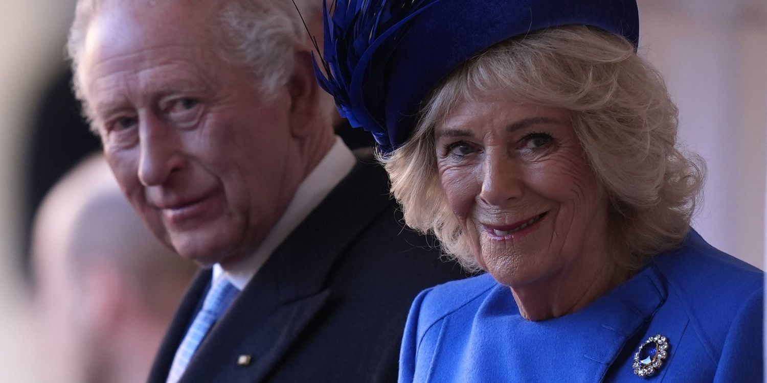 Queen Camilla Wears 185-Year-Old Brooch as She Coordinates in Royal Blue With Kate Middleton