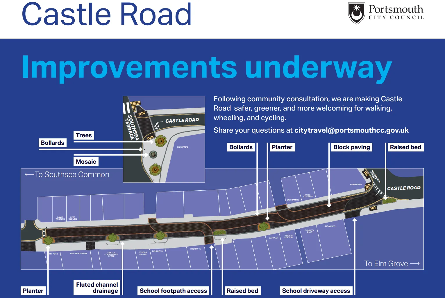 A map of the improvements to Castle Road