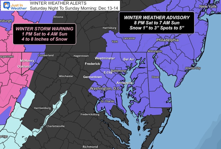 December 13 Winter Storm Warning Advisory Sunday