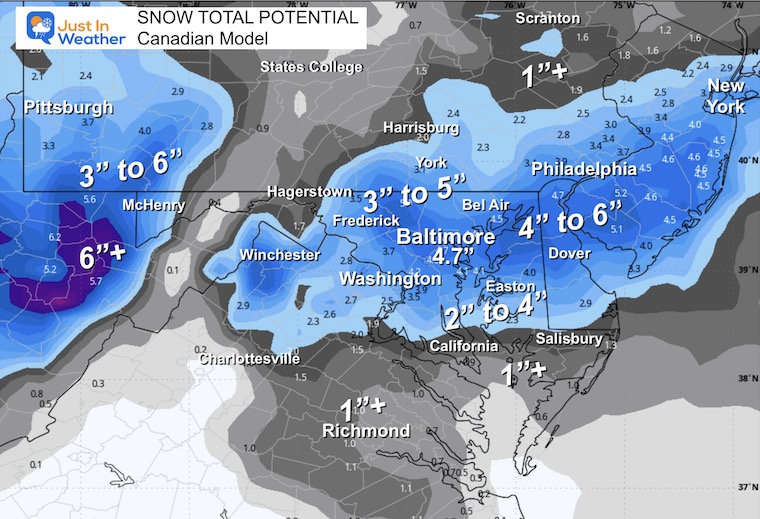 December 13 weather snow total forecast Canadian GEM