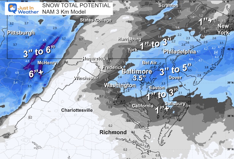 December 13 weather snow total forecast NAM