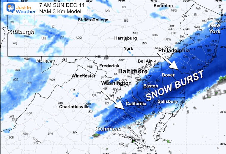 December 13 weather snow radar forecast Sunday 7 AM