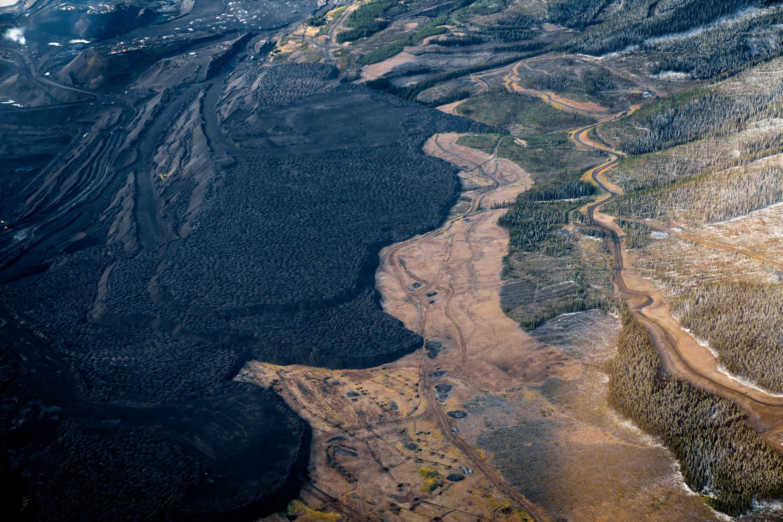 An aerial photo of a coal mine in the elk valley