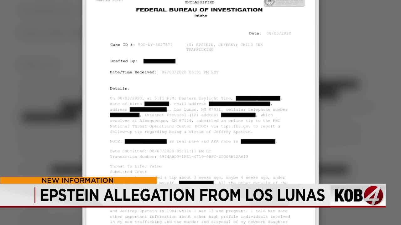 New Mexico woman's allegations come to light in Epstein files