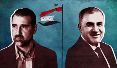 Rami Makhlouf (left) portrays himself as a messianic figure. Kamal Hassan (right) believes Alawites must take up arms to defend themselves. REUTERS/Illustration/Catherine Tai; Source photos: REUTERS/Stringer and Facebook