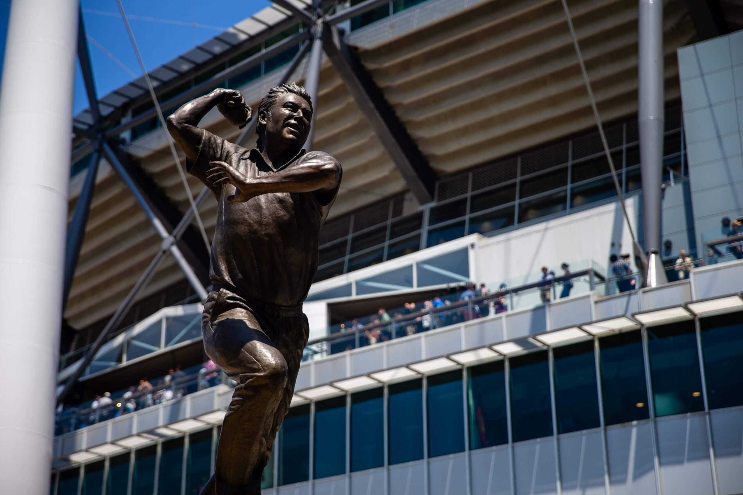The Shane Warne statue at gate one of the MCG