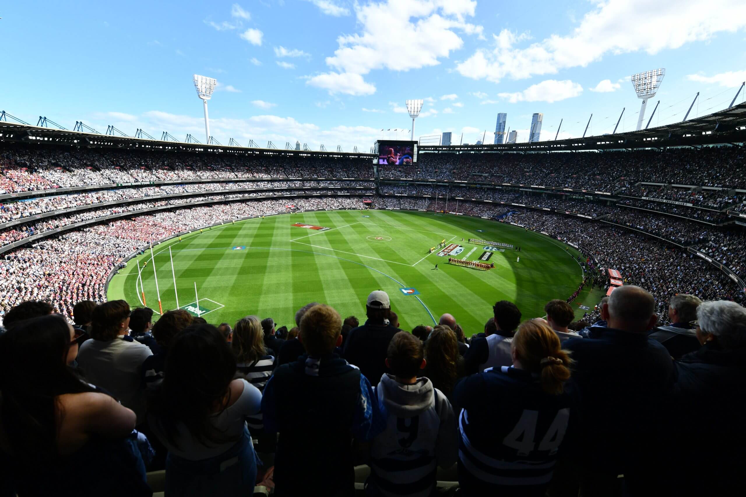 A view from the stands of the AFL Grand Final between Geelong Cats and Brisbane Lions at the MCG in September 2025