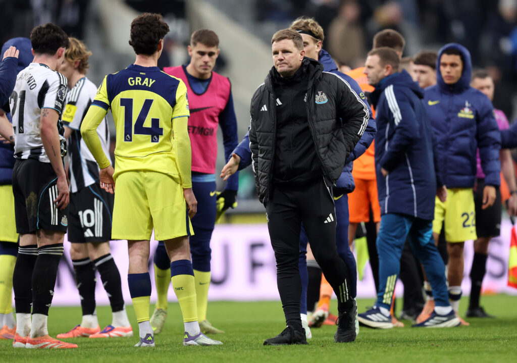Eddie Howe looks dejected after Newcastle United's draw with Spurs.