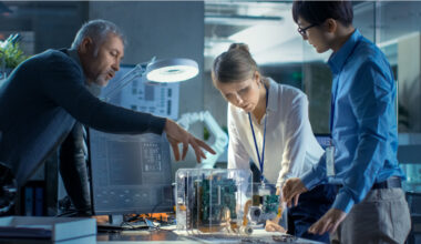 people looking at prototype