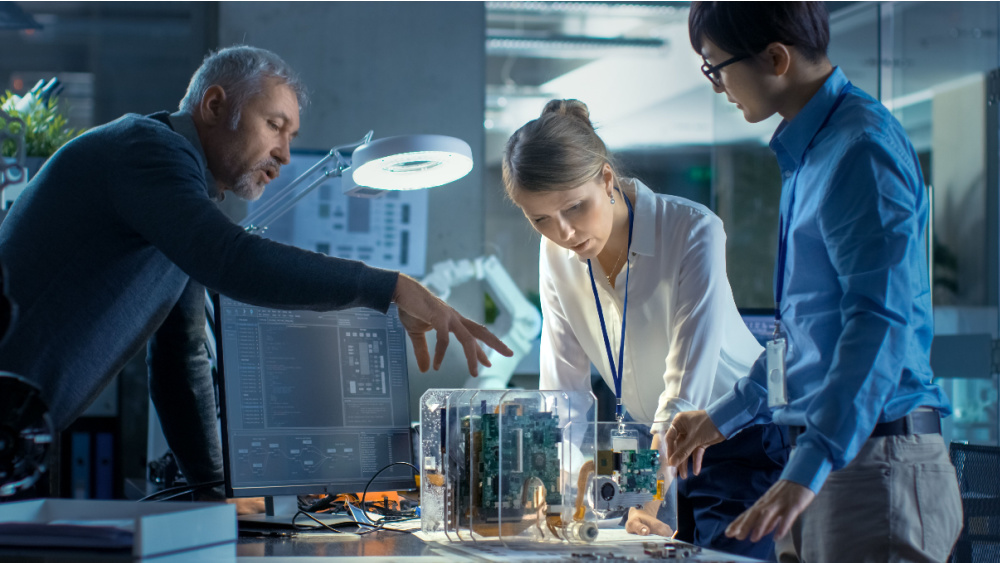 people looking at prototype