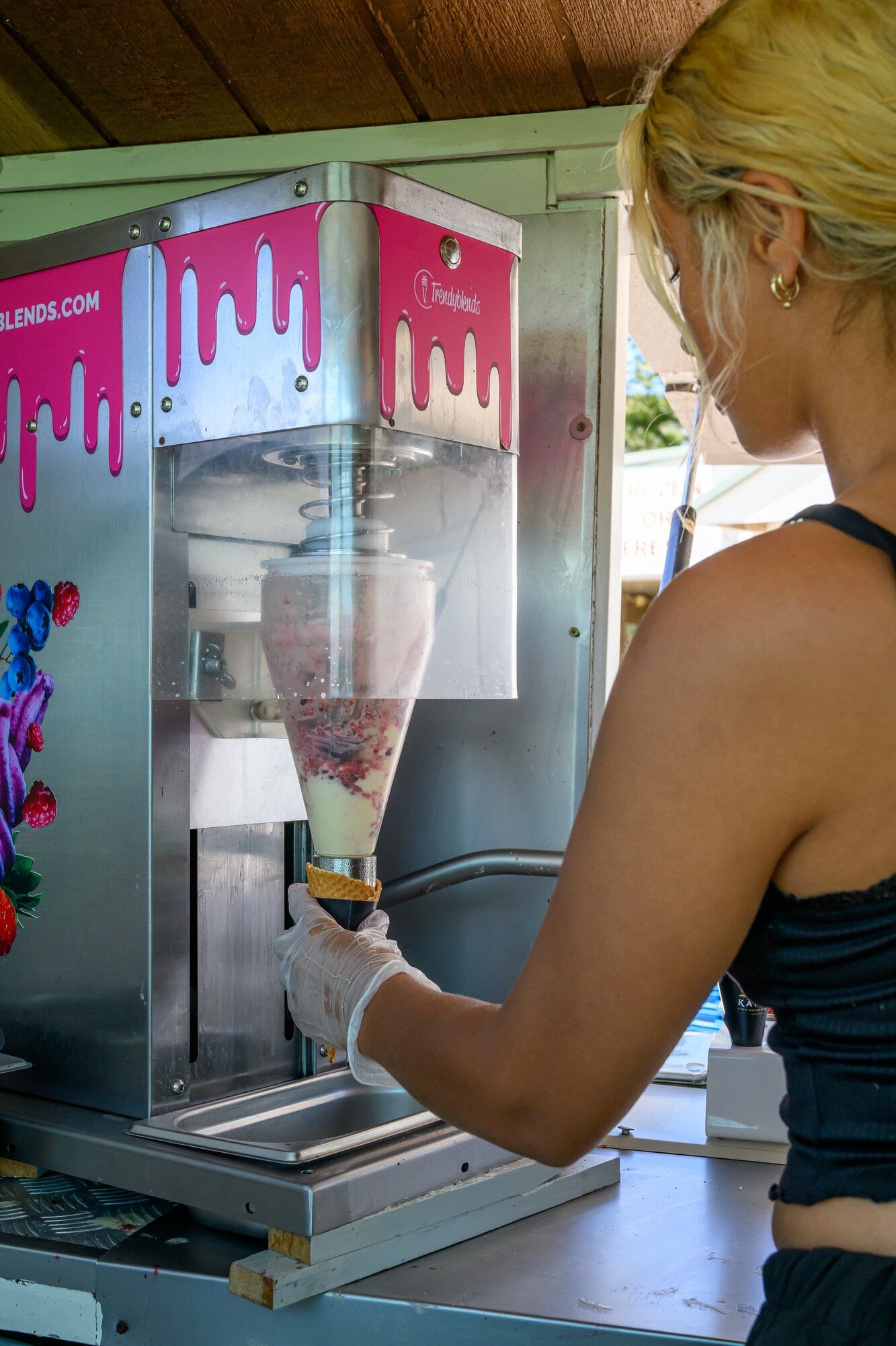  Nova Holloway making fresh fruit icecream at Somerfield Berryfruit farm. Photo / David Hall