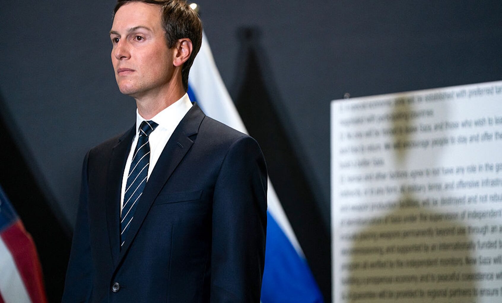 Jared Kushner at a press conference in Israel on Oct. 21, 2025. (Nathan Howard/POOL/AFP via Getty Images)