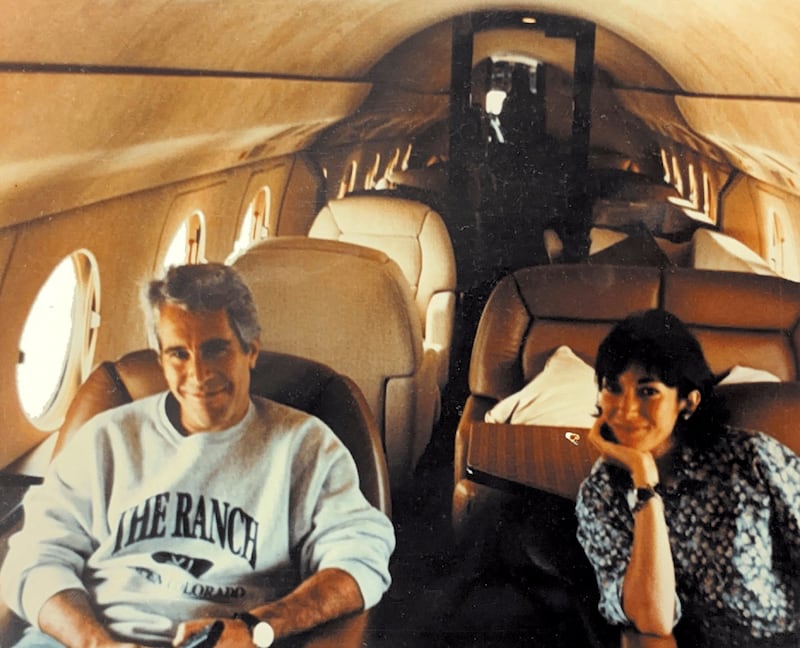Jeffrey Epstein and Ghislaine Maxwell aboard a jet, in an undated photo released by the US justice department. Photograph: US justice department via The New York Times