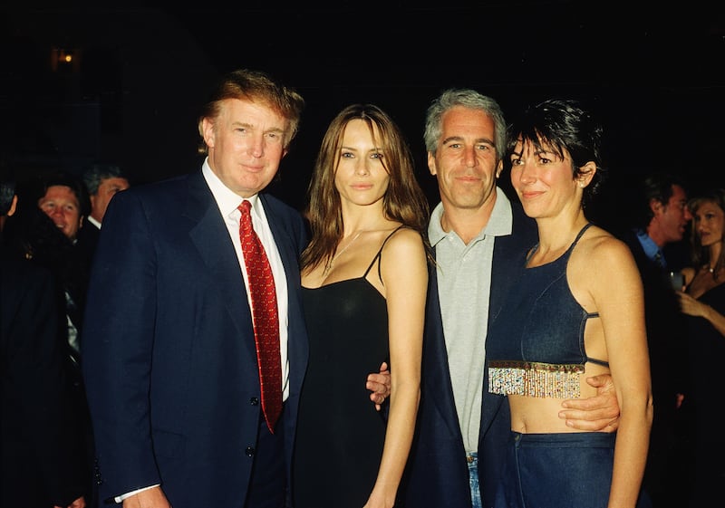 Trump in 2000 with future wife Melania, Epstein, and Epstein's associate, Ghislaine Maxwell, who is serving a 20-year sentence for sex crimes.