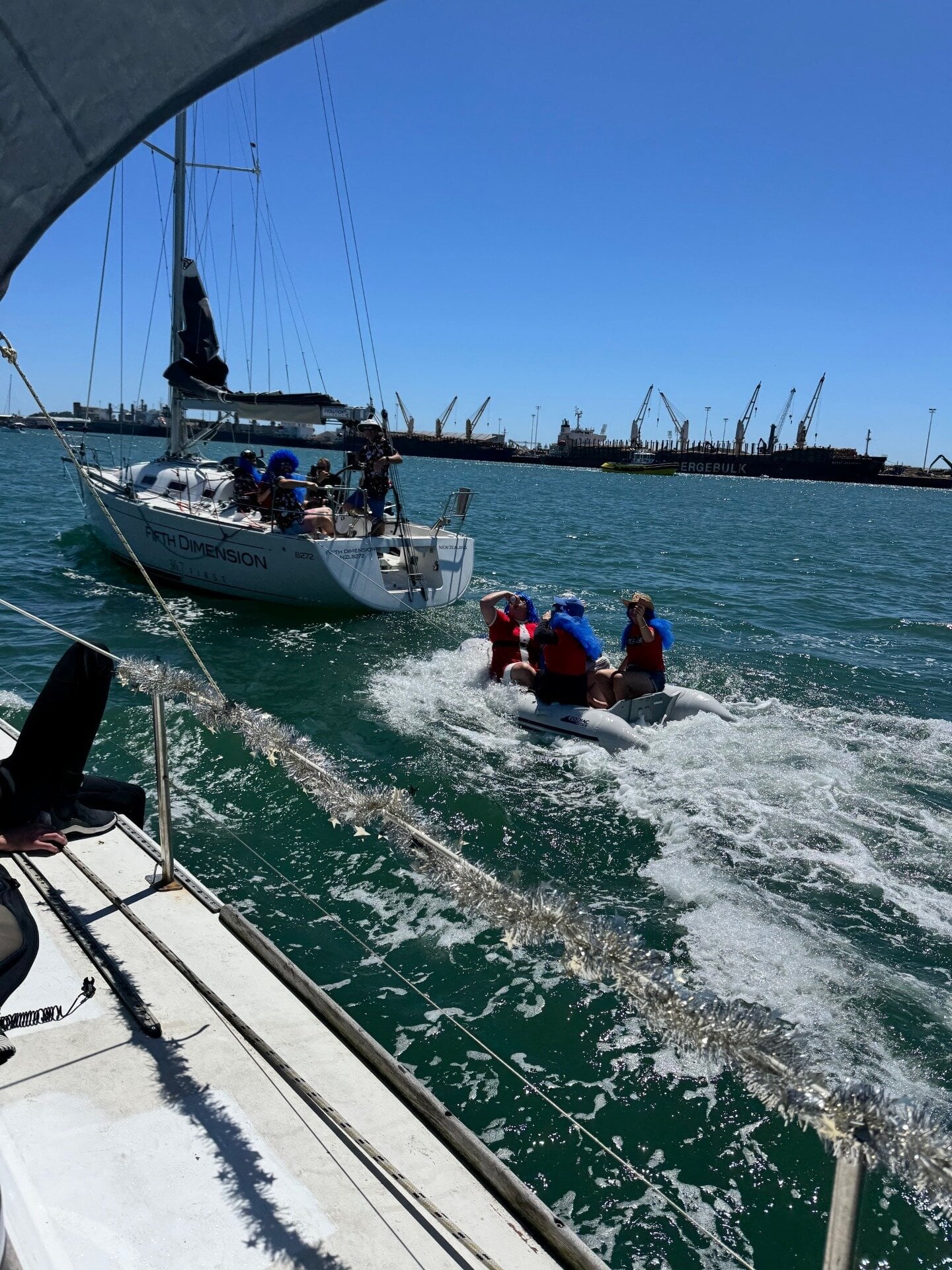  About 20 yachts joined in the annual Mount Maunganui Yacht Club Christmas party around Tauranga Harbour in 2024. 