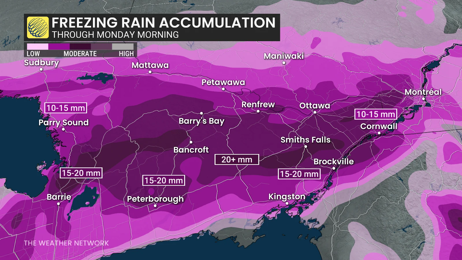 Ontario freezing rain accumulations