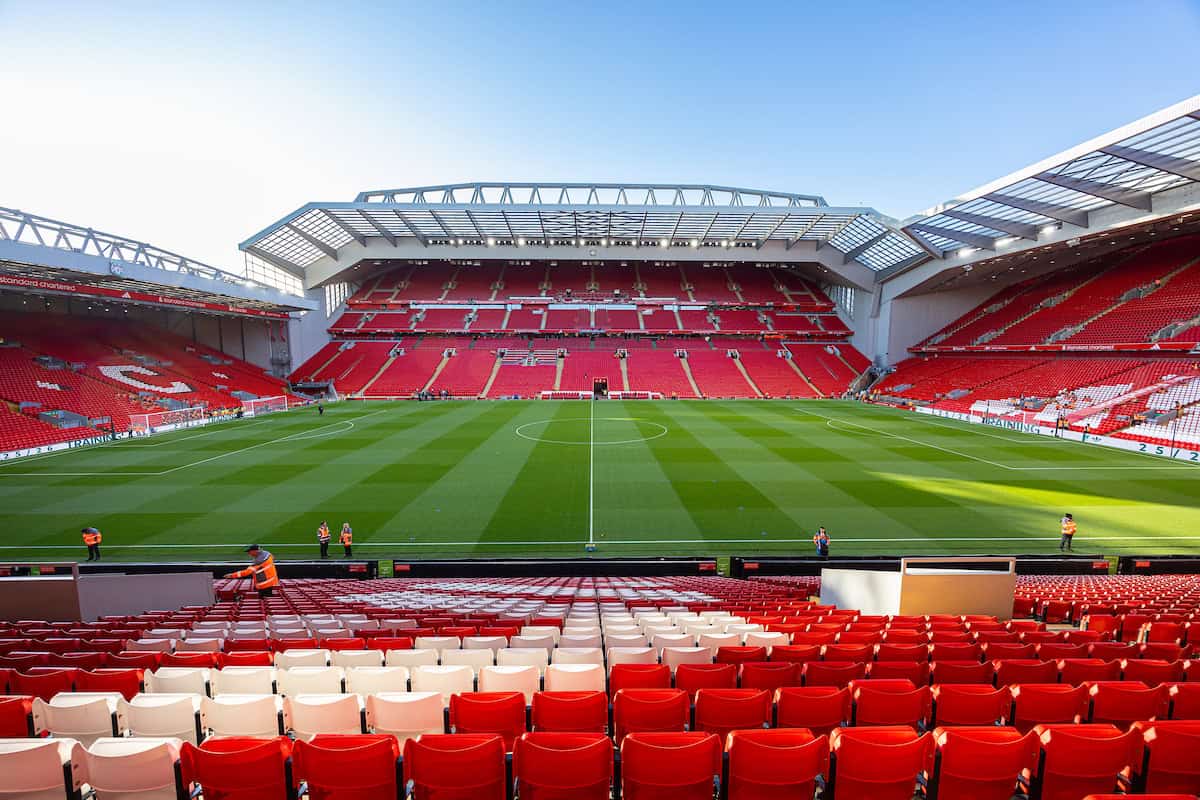 LIVERPOOL, ENGLAND - Tuesday, September 23, 2025: A general view looking towards the Main Stand seen before the Football League Cup 3rd Round match between Liverpool FC and Southampton FC at Anfield. (Photo by David Rawcliffe/Propaganda)