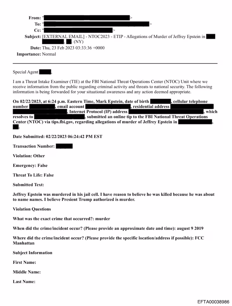 Mark Epstein FBI tip