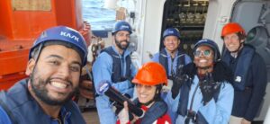 Dr Tido Semmler, far right, with fellow participants in the Polarstern PS151 expedition