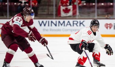 Canada holds one-goal lead over Latvia heading to third period