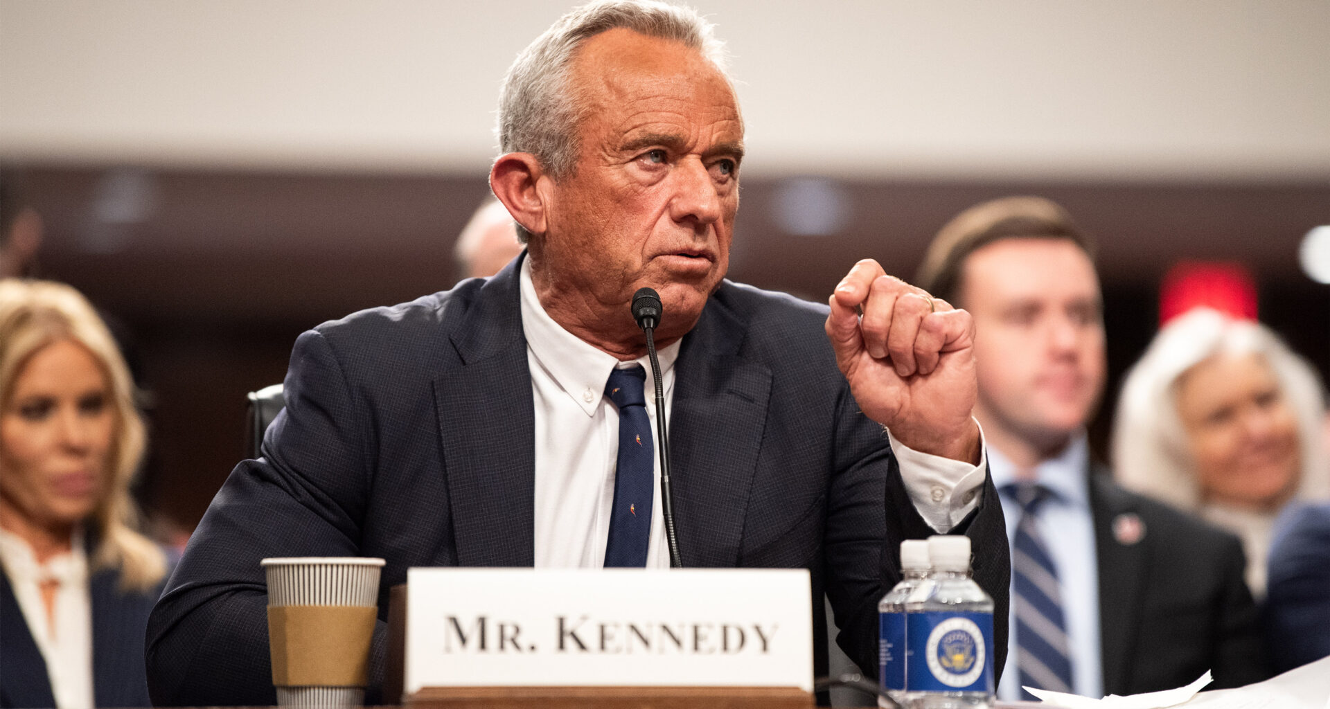 A photo of Robert F. Kennedy Jr. at a Senate hearing.