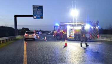 Emergency Services Attending Multiple-Car Crash On M18