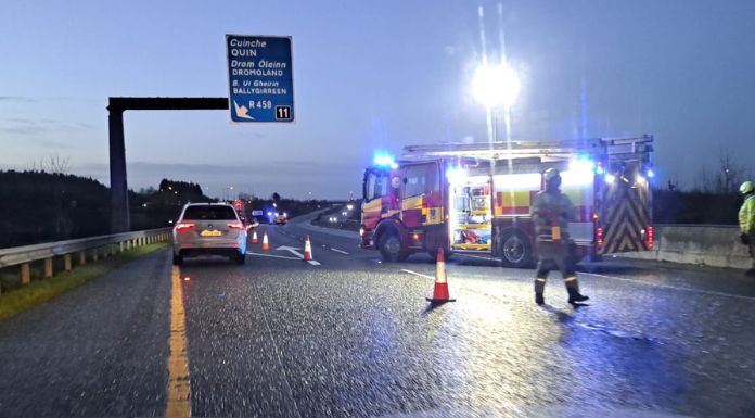 Emergency Services Attending Multiple-Car Crash On M18