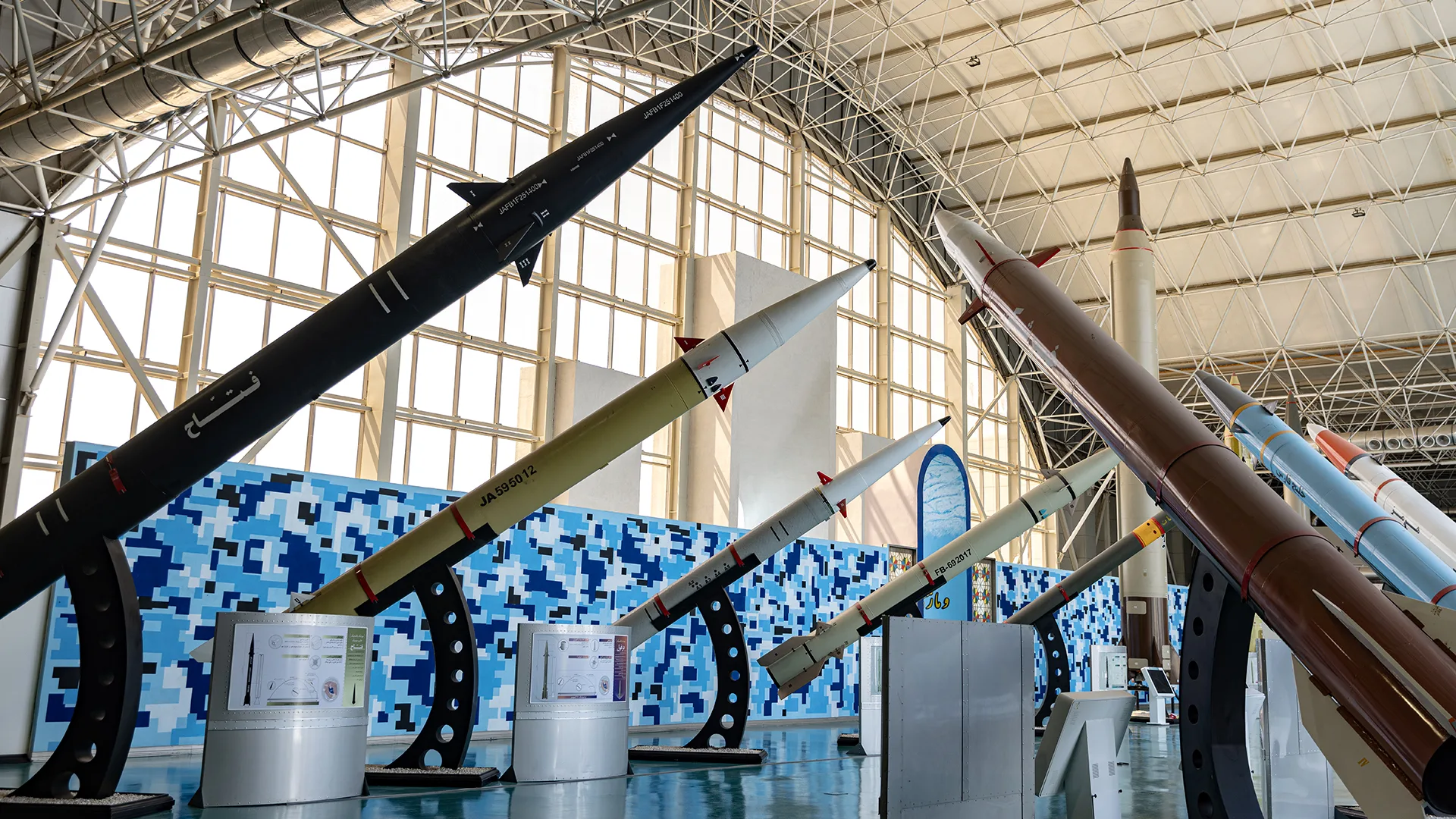 A display of missiles in Iran.