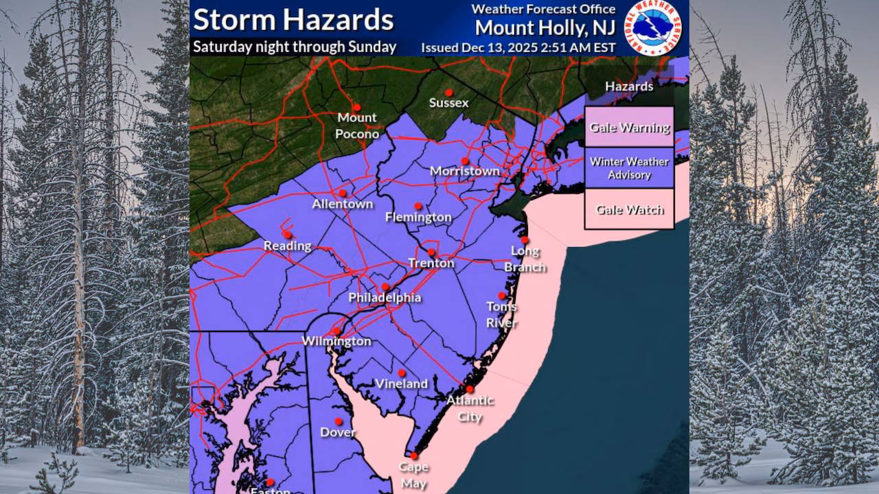 N.J. snow forecast increases to 5+ inches in some spots. Storm alerts expand to 19 counties.