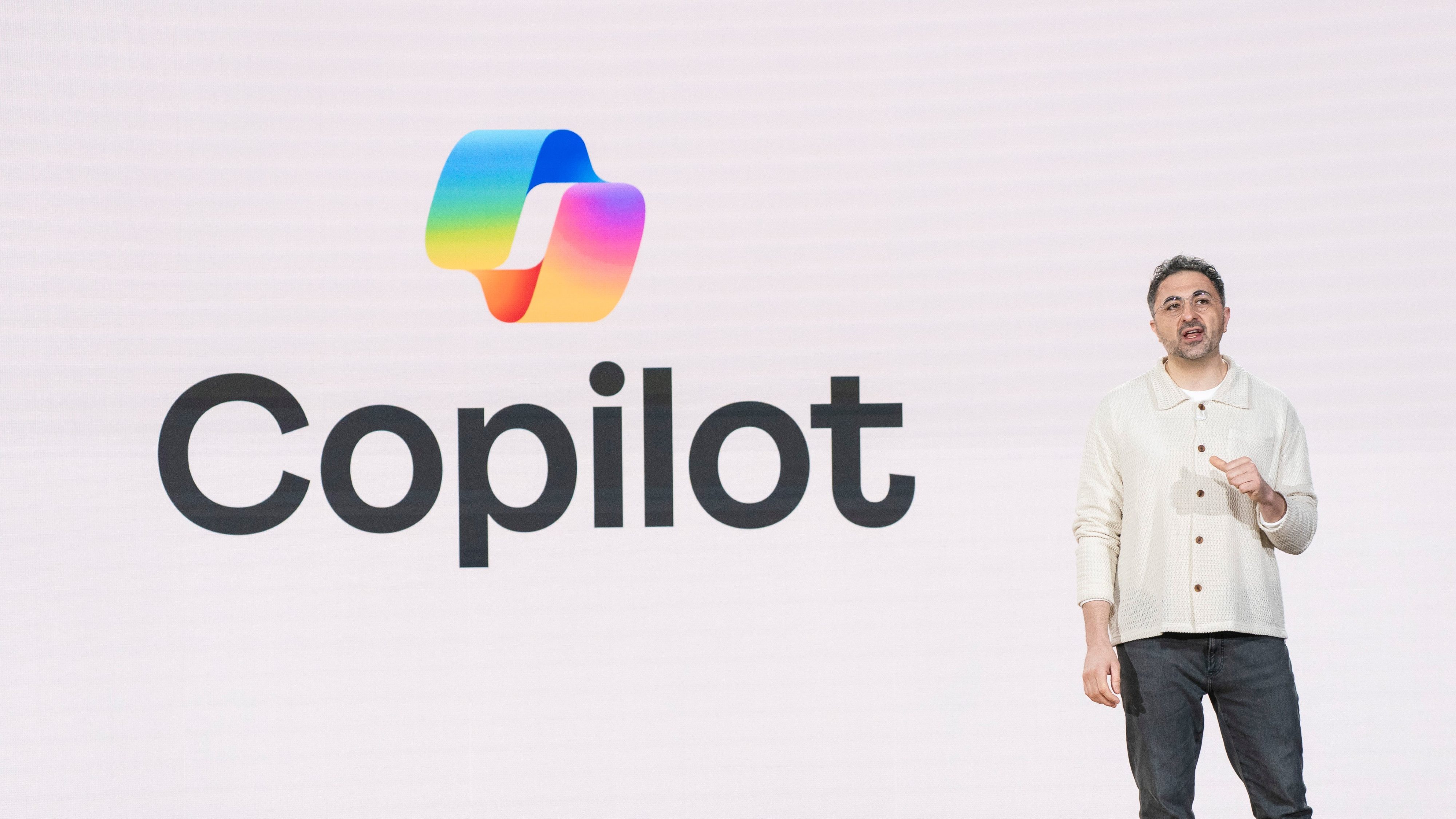 Mustafa Suleyman, chief executive officer of of Microsoft AI, speaks during an event commemorating the 50th anniversary of the company at Microsoft headquarters in Redmond, Washington, US, on Friday, April 4, 2025.