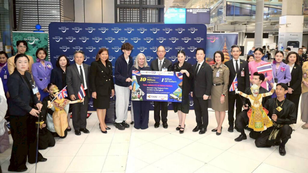 TAT Governor and partners present milestone prizes to the one millionth UK visitor as Thailand records historic long-haul tourism growth.