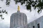 Oregon State Capitol building, May 18, 2021. The capitol was completed in 1938 and is topped with a gilded bronze statue of the Oregon Pioneer.
