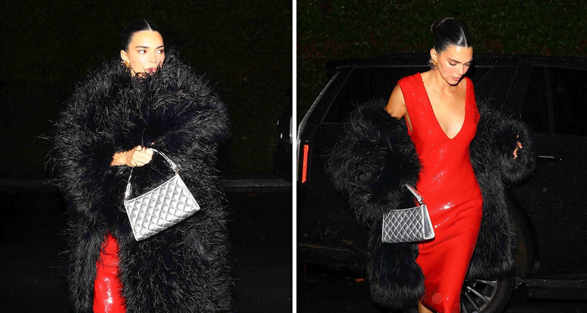 Kendall Jenner Stuns In Red Dress For Christmas Eve Outing
