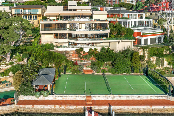 The Edgewater mansion in Point Piper exchanged in 2020 for $95 million. Half of the sale settled in 2023 for $47.5 million. The other half is yet to settle.