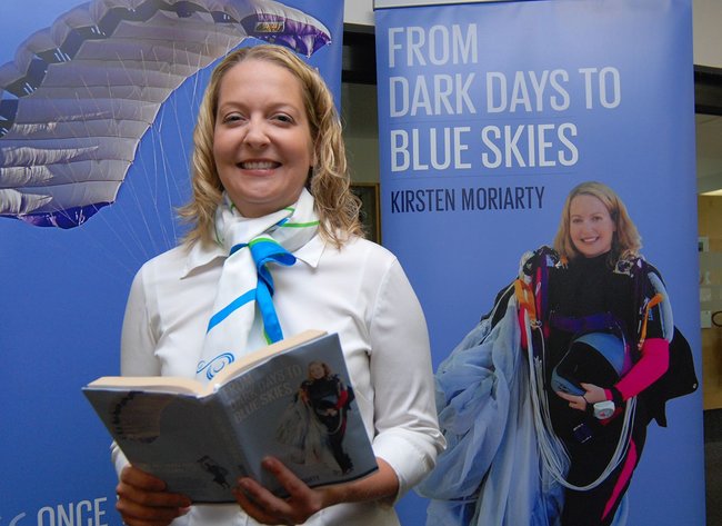 Kirsten Moriarty at the launch of her book Dark Days To Blue Skies.