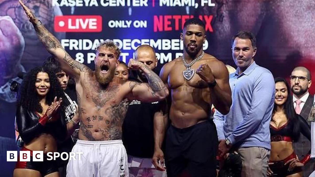 Jake Paul faces off with the much taller Anthony Joshua