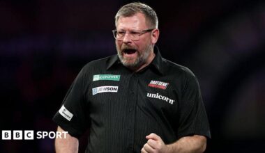 James Wade celebrates