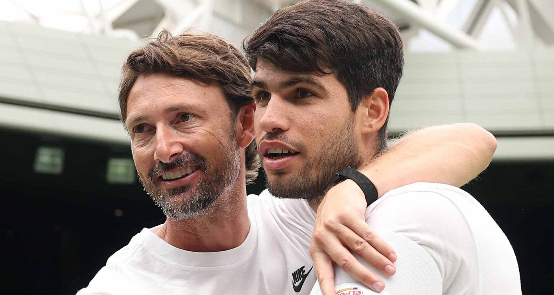 Juan Carlos Ferrero and Carlos Alcaraz at Wimbledon this year.