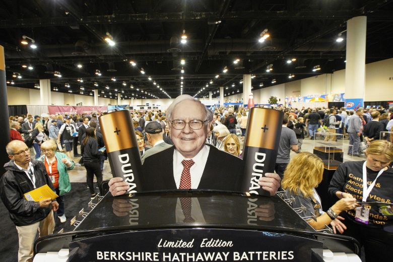 A cutout of Berkshire Hathaway Chairman and CEO Warren Buffett advertises Duracell Batteries during a shareholders shopping day in 2019.