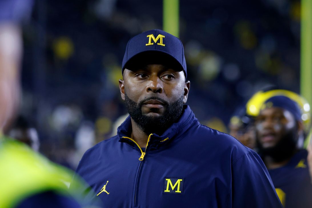 Michigan coach Sherrone Moore walks off the field following an NCAA football game on Saturday, August 30, in Ann Arbor, Michigan.
