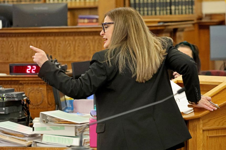 Prosecutor Anne Yas gives her closing argument statement during Brian Walshe's murder trial last Friday.