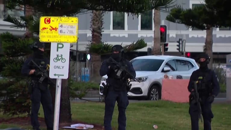 Armed police at Sydney's Bondi Beach.
