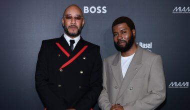 MIAMI BEACH, FLORIDA - DECEMBER 04: (L-R) Swizz Beatz and Khalid attend the Art Basel Awards Night in Miami Beach  at New World Symphony on December 04, 2025 in Miami Beach, Florida. (Photo by Dimitrios Kambouris/Getty Images for Art Basel)