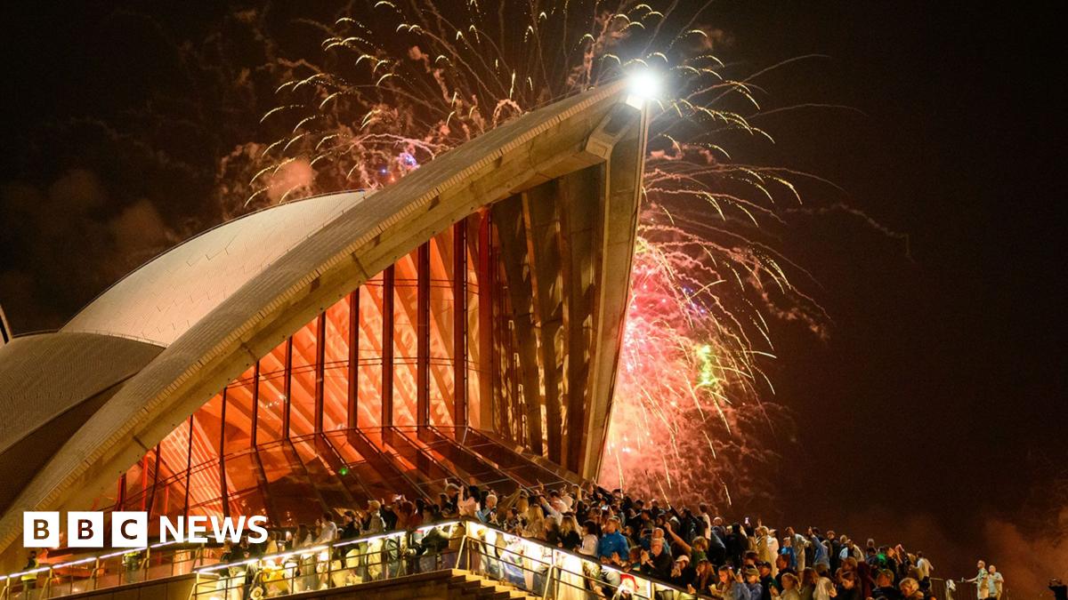 Fireworks light up the sky at Marina Bay Waterfront in Singapore in celebration of midnight on New Year's Eve 2026.