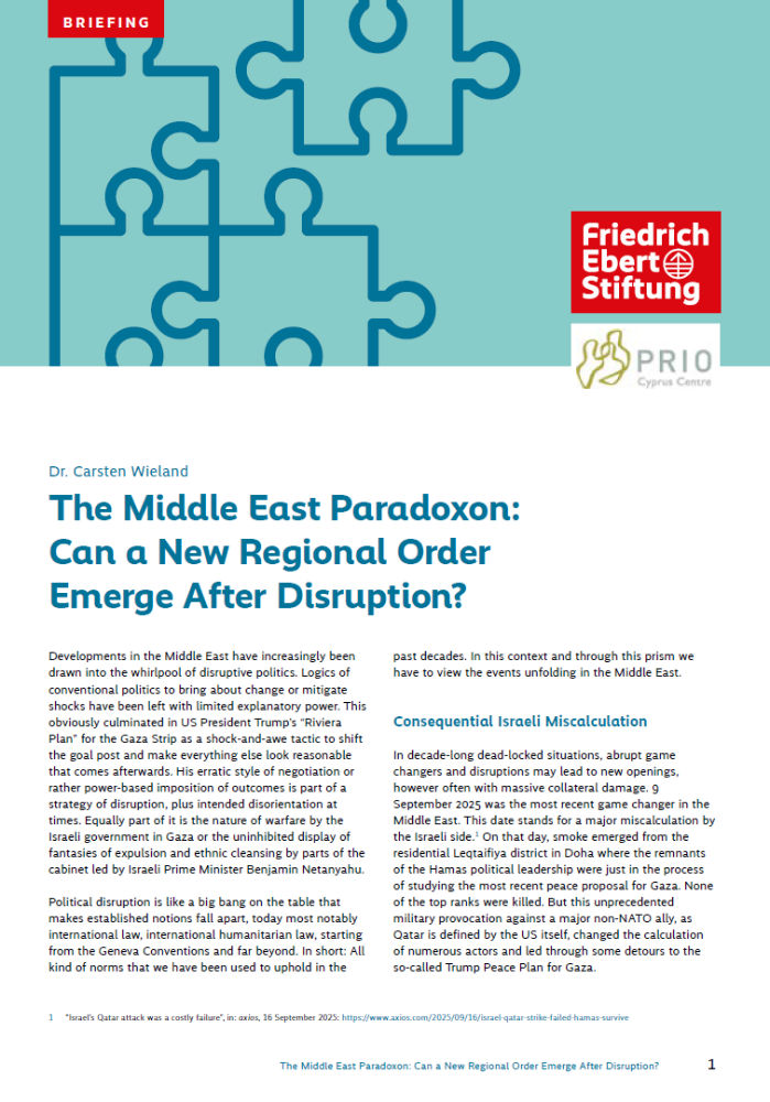 The Middle East Paradoxon : Can a new regional order emerge after disruption? - Peace Research Institute Oslo (PRIO)