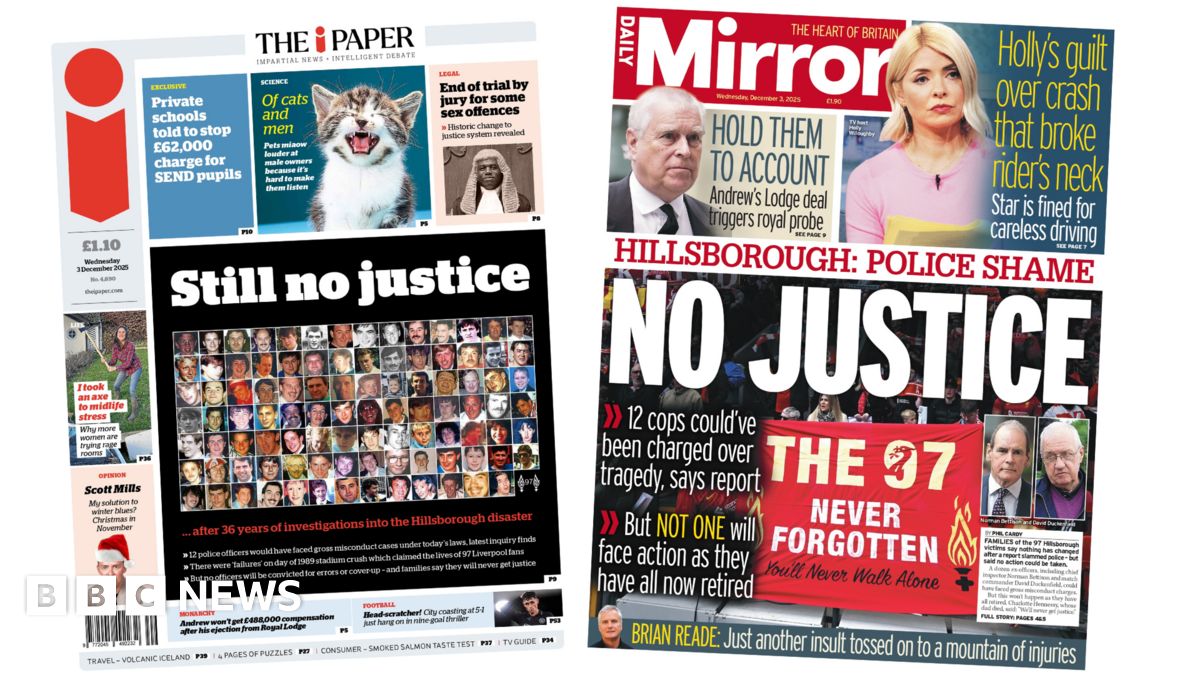 "No justice" reads the headline on the front page of the Daily Mirror.