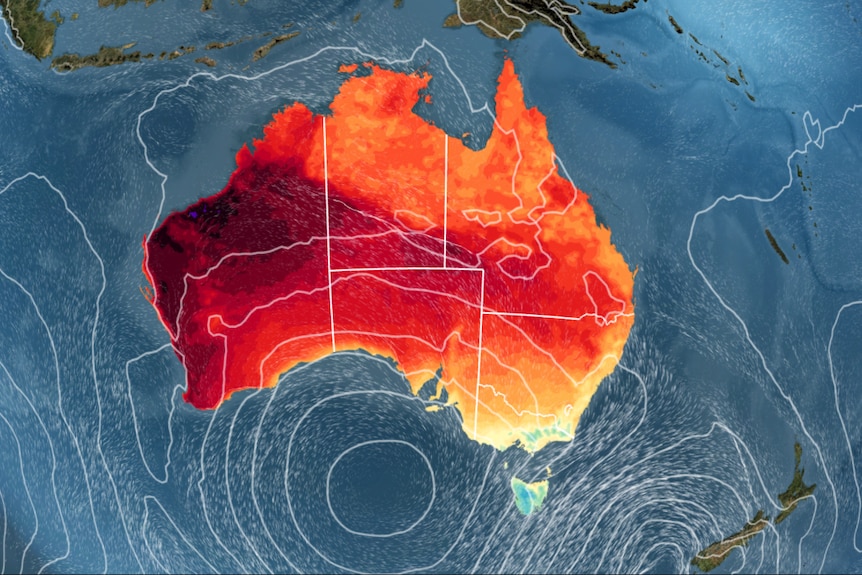 A graphic of the synoptic chart for Australia on Christmas Day.