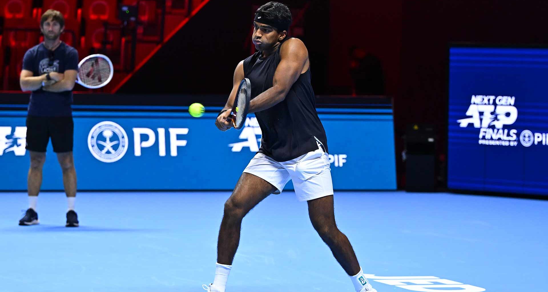 Nishesh Basavareddy is joined in Jeddah by coach Gilles Cervara.