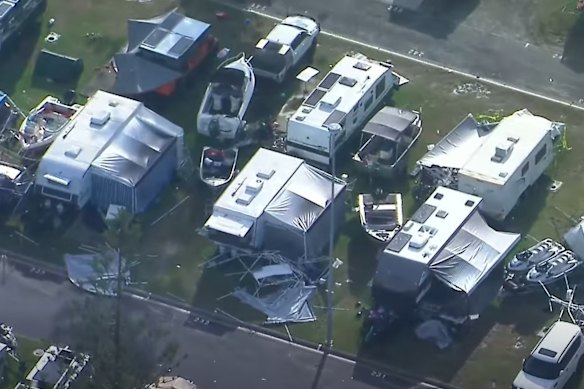 The aftermath of the microburst storm that smashed Broadwater Tourist Park on Christmas Day.