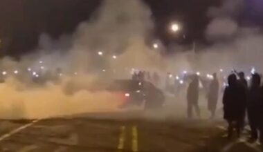 Boy racers hurl bottles, fireworks at police